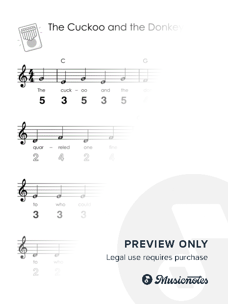 The Cuckoo and the Donkey I Easy Kalimba Sheet Music I TAB I Chords I How to Play for Absolute Beginners + GUIDE