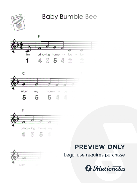Baby Bumble Bee I Easy Kalimba Sheet Music I TAB I Chords I How to Play for Absolute Beginners + GUIDE