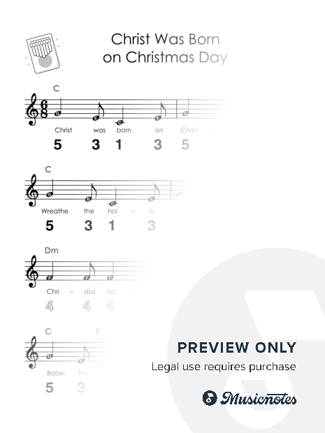 Christ Was Born on Christmas Day I Easy Kalimba Sheet Music I TAB I Chords I How to Play for Absolute Beginners + GUIDE (1)