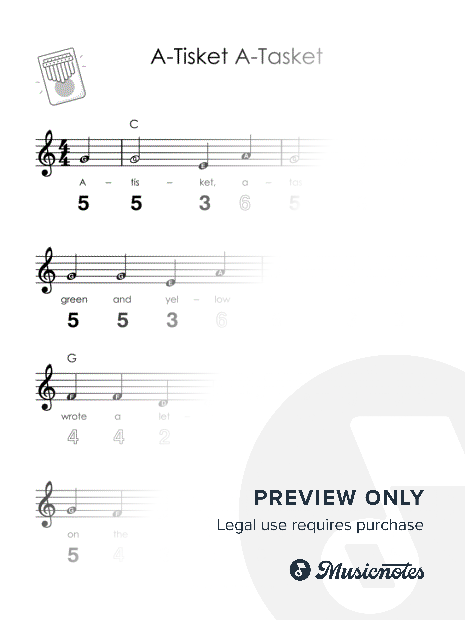 A-Tisket A-Tasket I Easy Kalimba Sheet Music I TAB I Chords I How to Play for Absolute Beginners + GUIDE