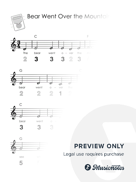Bear Went Over the Mountain I Easy Kalimba Sheet Music I TAB I Chords I How to Play for Absolute Beginners + GUIDE