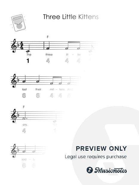 Three Little Kittens I Easy Kalimba Sheet Music I TAB I Chords I How to Play for Absolute Beginners + GUIDE