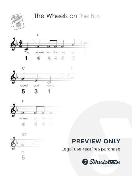 The Wheels on the Bus I Easy Kalimba Sheet Music I TAB I Chords I How to Play for Absolute Beginners + GUIDE
