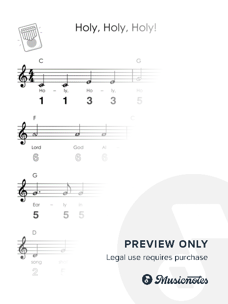 Holy Holy Holy I Easy Kalimba Sheet Music I TAB I Chords I How to Play for Absolute Beginners + GUIDE