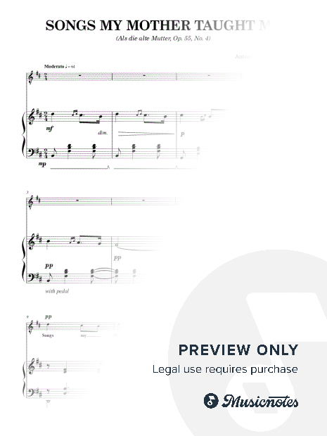 Dvorák: Songs My Mother Taught Me for Voice and Piano