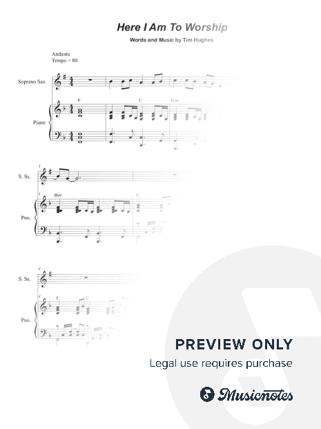 Here I Am to Worship (Soprano Saxophone and Piano)