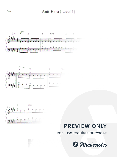 Anti-Hero - Easy Piano (Level 1)
