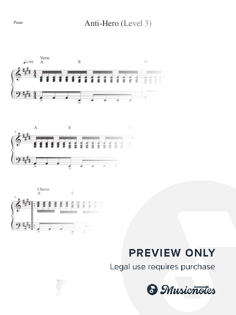 Anti-Hero - Intermediate Piano (Level 3)