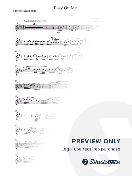 Easy on Me - Adele (Advanced Baritone Saxophone) - Original Key - Full Version