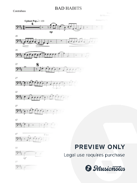 Bad Habits - Ed Sheeran (Advanced) Bass - Contrabas - original key