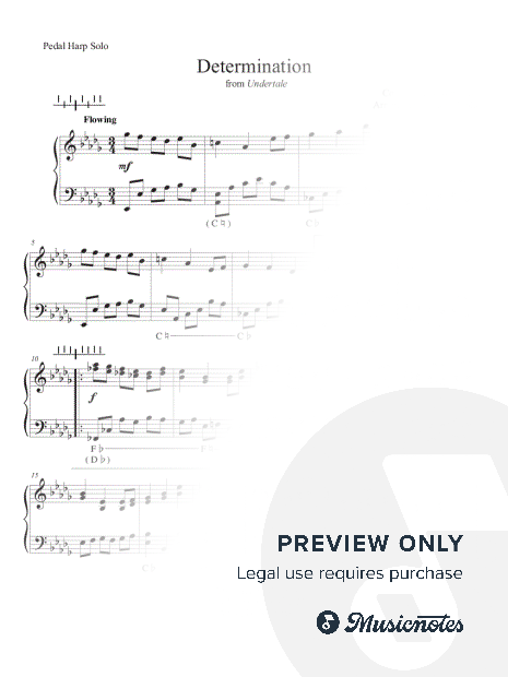 Determination from Undertale (Pedal Harp Solo) Sheet Music — Harp (concert/pedal)