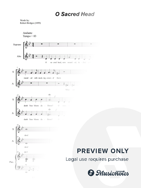 O Sacred Head (2-part choir - (SA)