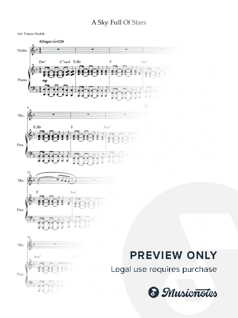 A Sky Full of Stars (Tomaz Nedoh) Violin and Piano Accompaniment