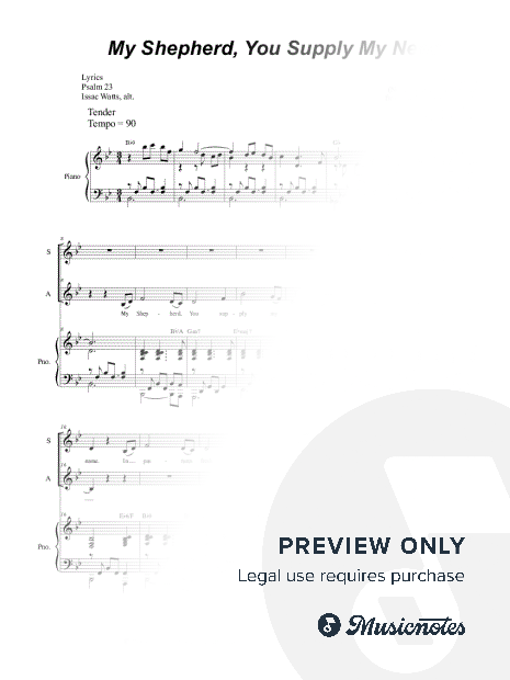 My Shepherd, You Supply My Need (for 2-part choir - (SA)