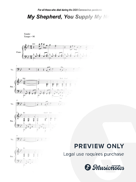 My Shepherd, You Supply My Need (for Cello solo and Piano)