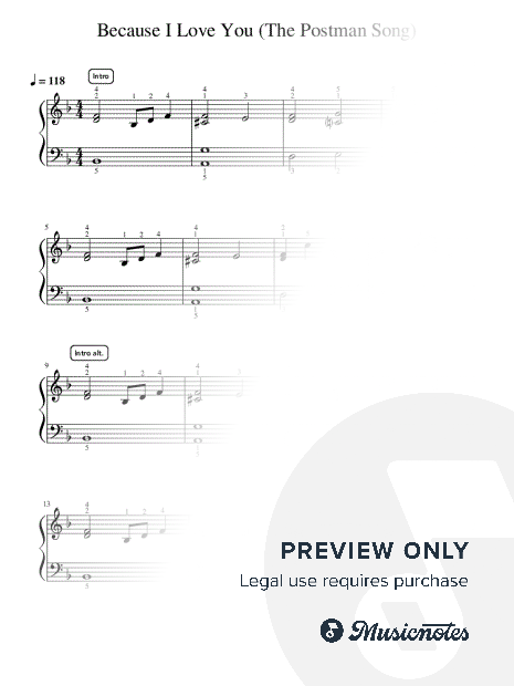 Because I Love You (The Postman Song) - Pre-Advanced