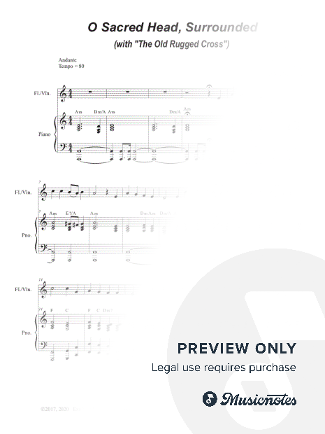 O Sacred Head, Surrounded (with "The Old Rugged Cross") (Flute or Violin solo and Piano)