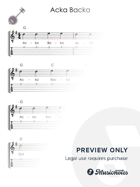 Acka Backa I Easy Banjo Sheet Music for Beginners