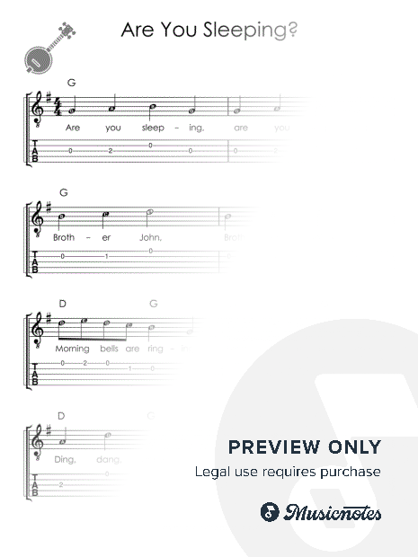 Are You Sleeping I Easy Banjo Sheet Music for Beginners