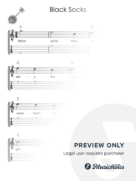 Black Socks I Easy Banjo Sheet Music for Beginners