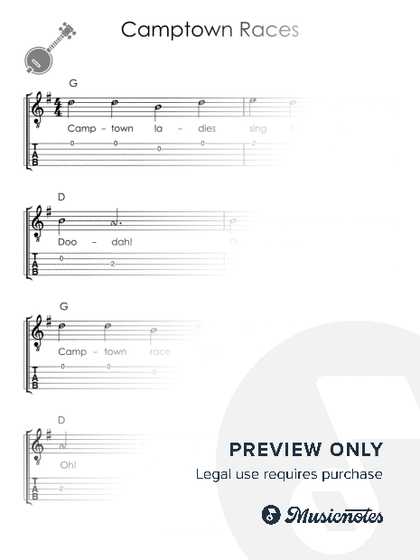 Camptown Races I Easy Banjo Sheet Music for Beginners