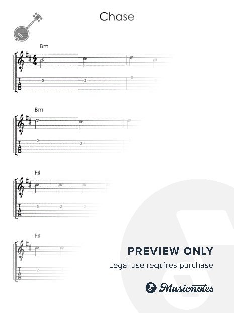 Chase I Easy Banjo Sheet Music for Beginners