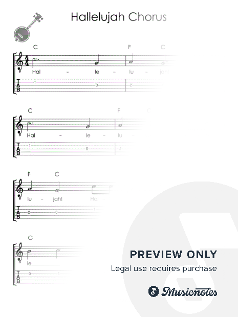 Hallelujah Chorus I Easy Banjo Sheet Music for Beginners
