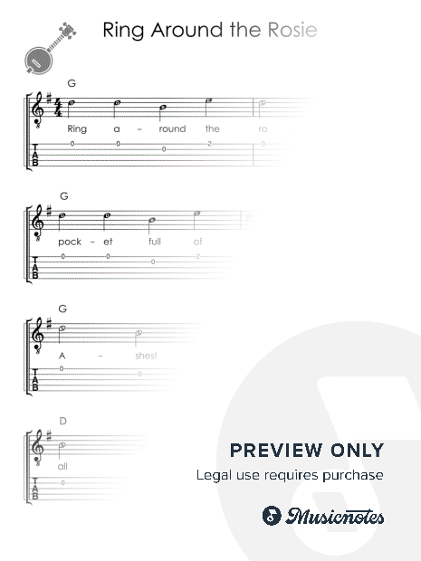 Ring Around the Rosie I Easy Banjo Sheet Music for Beginners