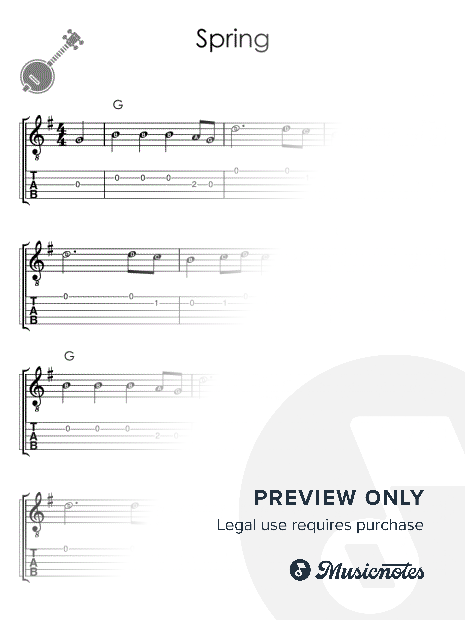 Spring Vivaldi I Easy Banjo Sheet Music for Beginners