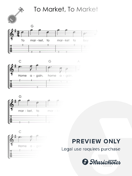 To Market To Market I Easy Banjo Sheet Music for Beginners