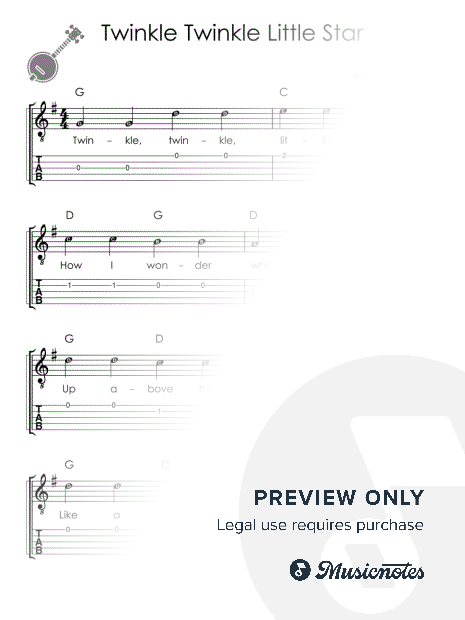 Twinkle Twinkle Little Star I Easy Banjo Sheet Music for Beginners