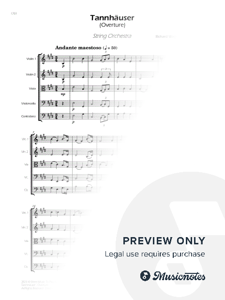 Tannhäuser (Overture) - String Orchestra (Full Score and Parts)