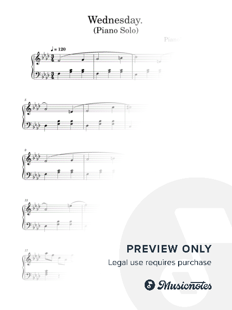 Wednesday Addams 2022 Inspired Easy Piano Solo Sheet Music Printable PDF 2 Pages Download