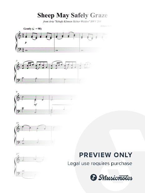 Bach: Sheep May Safely Graze (Schafe können sicher weiden) for Piano Solo