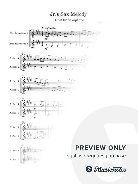 Jr.'s Sax Melody for Alto Saxophone