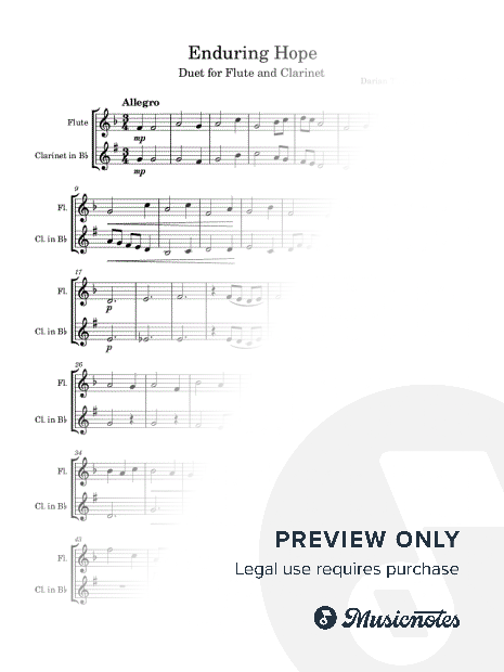 Enduring Hope duet for Clarinet and Flute