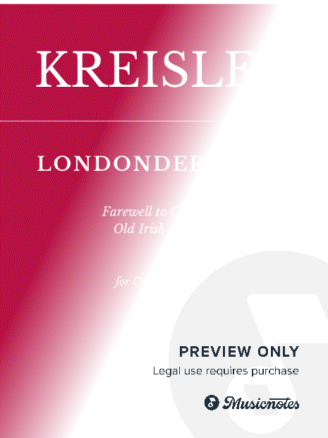 KREISLER: LONDONDERRY AIR Old Irish Melody Farewell to Cucullain for Cello and Piano