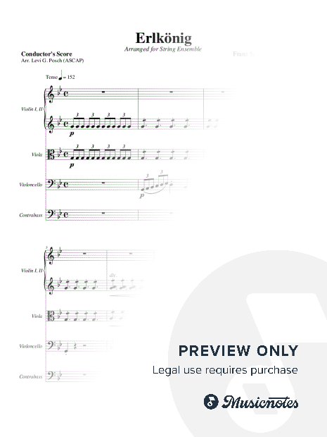 Erlkönig H. 328, Op. 1 Arranged for String Ensemble
