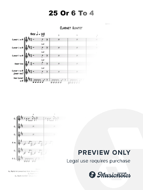 25 Or 6 To 4 - Clarinet Quintet - C-Major