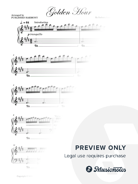 JVKE Golden Hour (Grade 3) Piano Sheet Music with note names finger numbers
