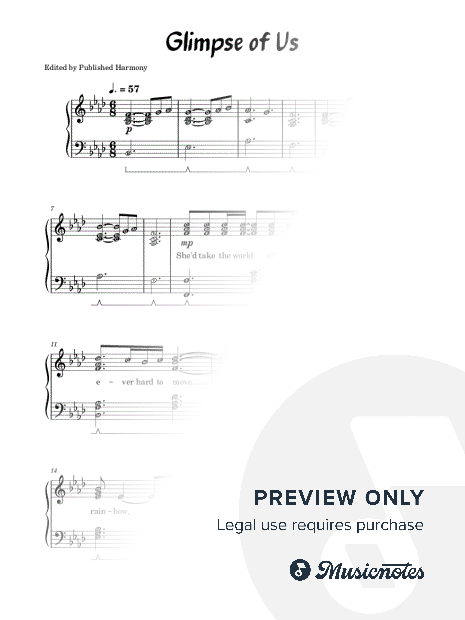 Glimpse Of Us (Grade 5) JOJI Piano Solo Sheet Music with note names
