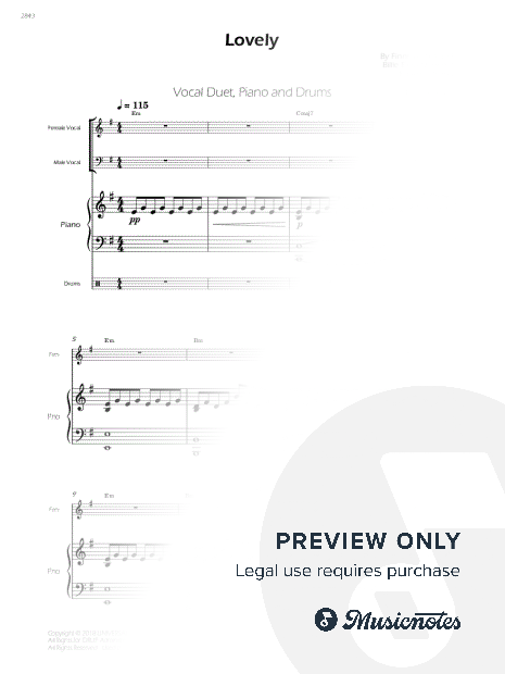 Lovely - Vocal Duet, Piano and Drums - W/Chords (Full Score and Parts)