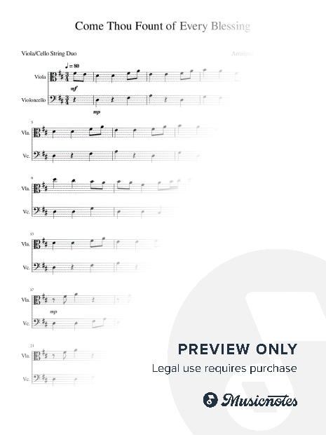Come Thou Fount of Every Blessing - Viola/Cello Duet