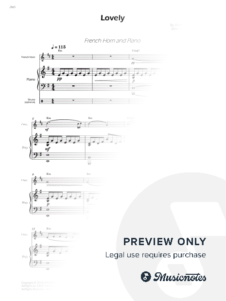 Lovely - French Horn and Piano - W/Chords (Full Score and Parts)
