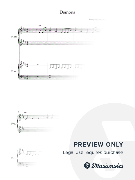 Demons - Piano 4 Hands - Easy to Intermediate
