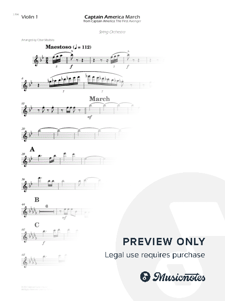 Captain America March - String Orchestra (Individual Parts)