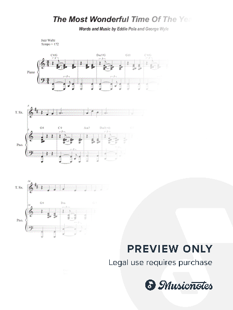 It's the Most Wonderful Time of the Year (Tenor Saxophone and Piano)