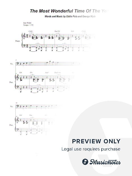 It's the Most Wonderful Time of the Year (Cello solo and Piano)