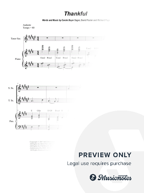 Thankful (Duet for Soprano and Tenor Saxophone)