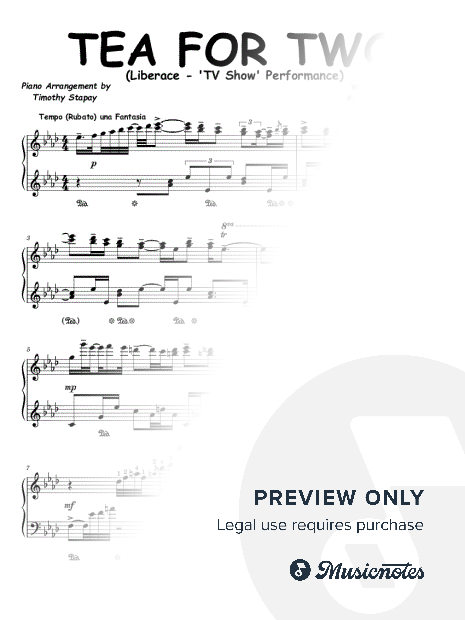 Tea for Two (Liberace) Piano Transcription